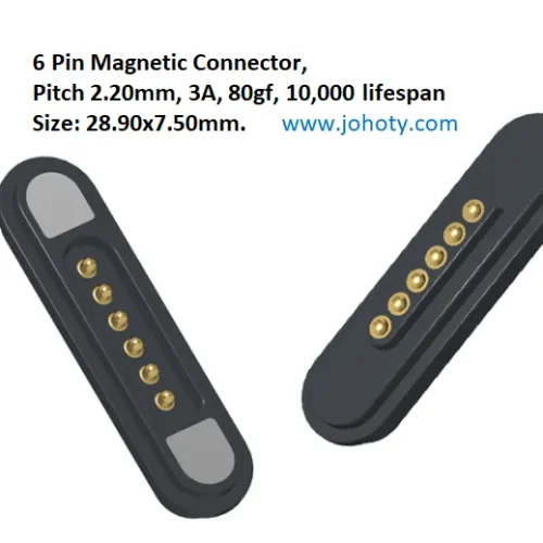 6 Pin Magnetic Connector, 3A, 50mΩ for Power+Data
