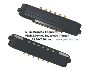 6 pin magnetic connector, pogo pins, pogo pin connector-female