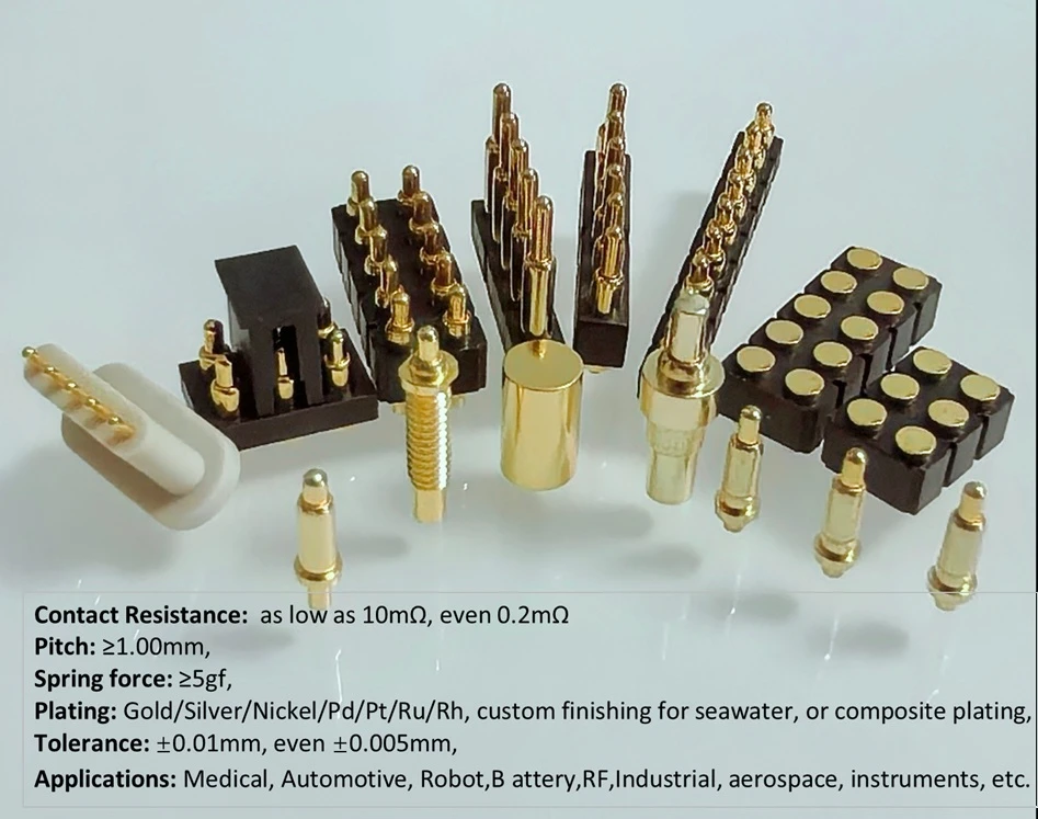 Custom Precision Components, pogo pin connector, spring loaded pin, pogo pins, spring loaded connector, custom pogo pin manufacturer - Johoty
