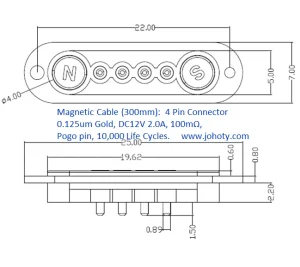 magnetic cable, pogo pins, pogo pin connector, 4 pin connector-female