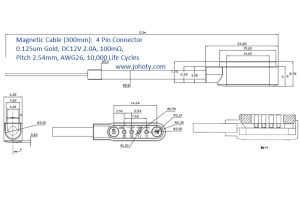 magnetic cable, pogo pins, pogo pin connector, 4 pin connector-female cable