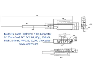 magnetic cable, pogo pins, pogo pin connector, 4 pin connector-male cable