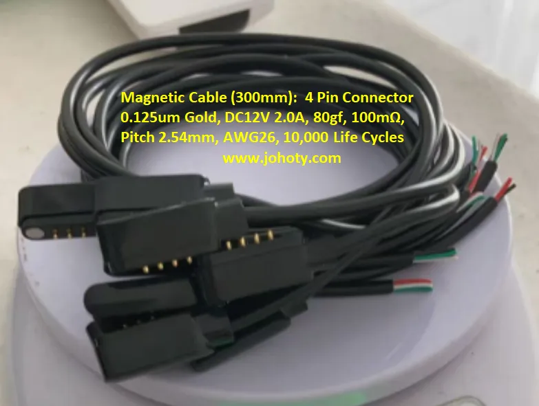 magnetic cable, pogo pins, pogo pin connector, 4 pin connector-male