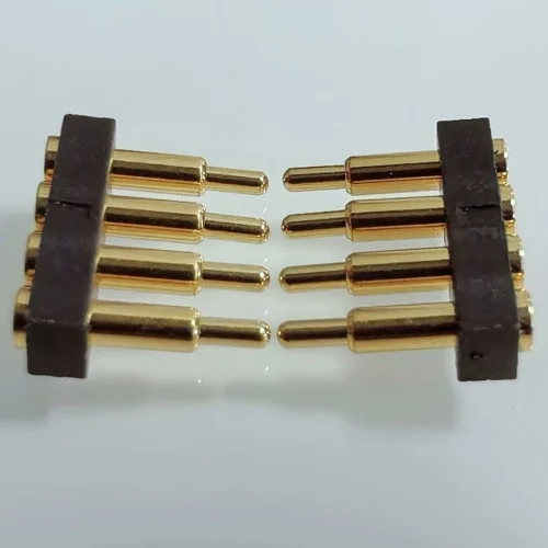 SMT pogo pin connector, Board-to-board pogo pin connector, PCB stack-height diagram showing free height, working compression and total stroke