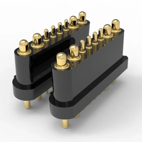 power and signal pogo pin connector, 50A pogo pin connector, custom hybrid pogo pin connector, pogo pin manufacturer