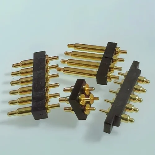 Through hole pogo pin connector with solder tail mounted through PCB