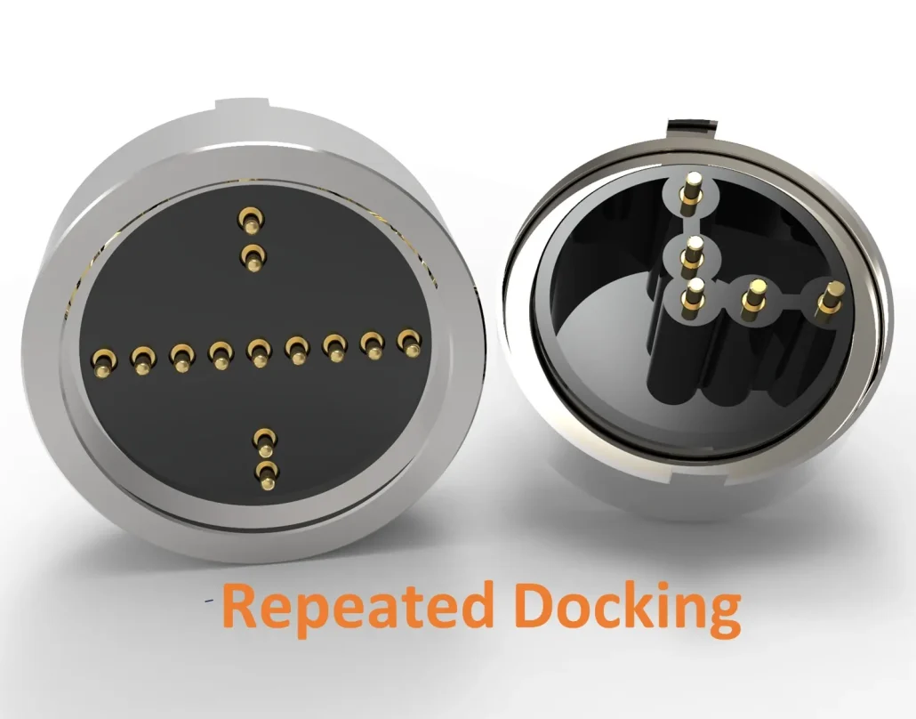 Repeated Docking Consistency Solutions, precision gold-plated pogo pins and spring-loaded connector solutions by pogo pin manufacturer JOHOTY